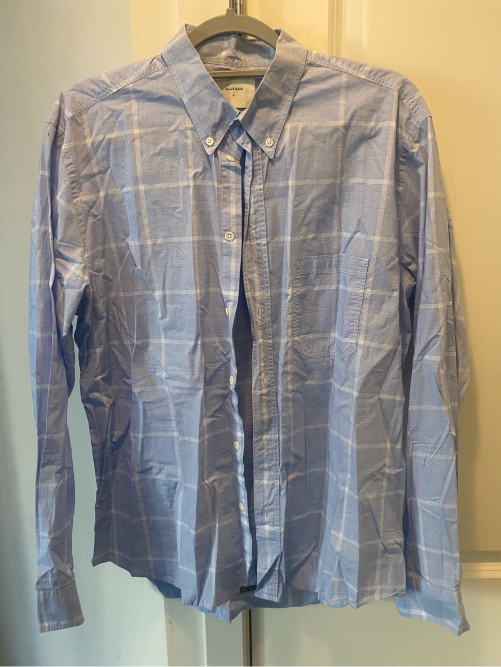 Billy Reid Light Blue Windowpane Button-Down Shirt